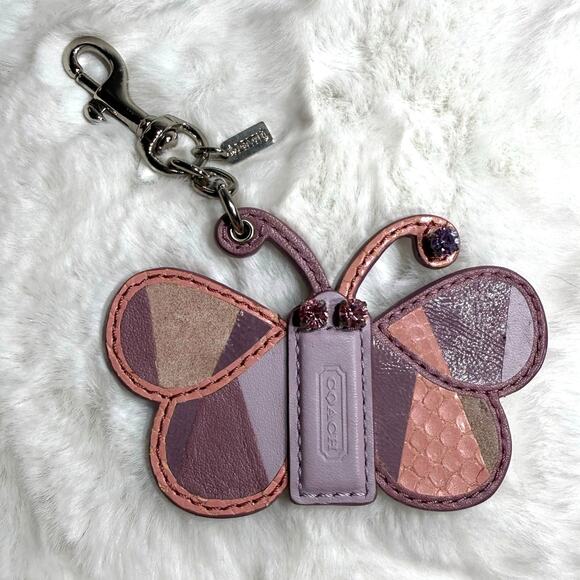 y2k Coach Vintage Leather Butterfly Keychain Charm - Picture 1 of 3